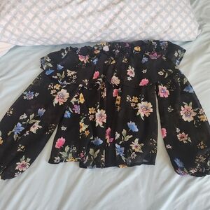 H&M Black Floral Skirt